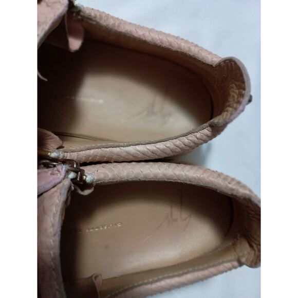 Giuseppe Zanotti Pink Leather Lace Up Sneakers Embossed Reptile Print, W Size 37 - Picture 7 of 10